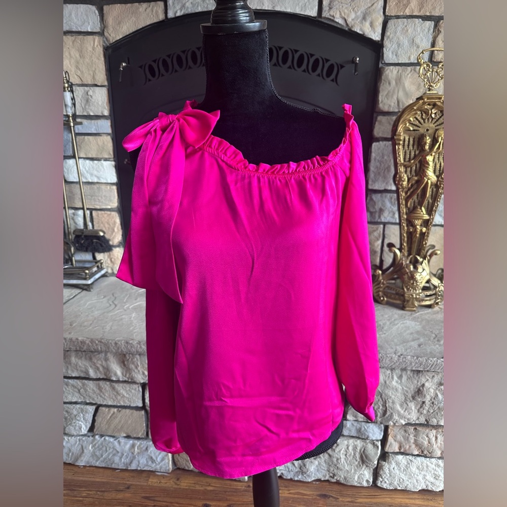CeCe Vibrant Pink Off-Shoulder Blouse